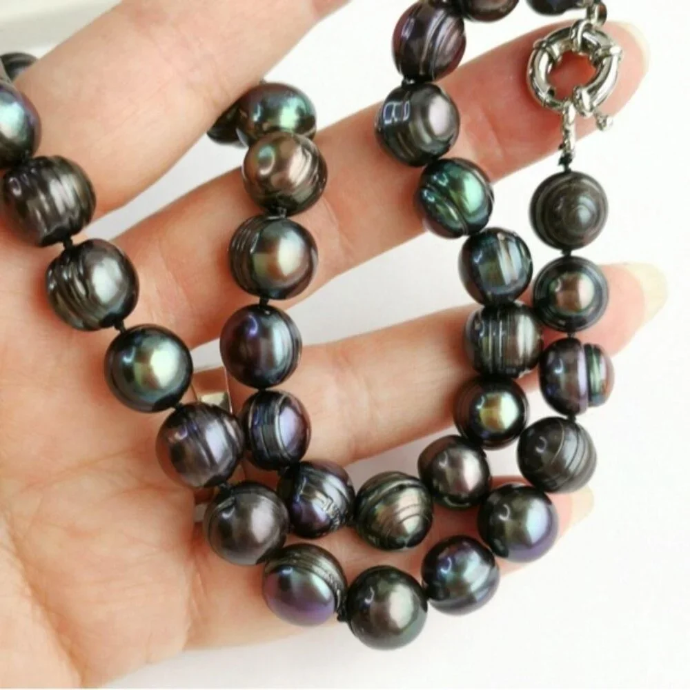 Baroque Tahitian Black Pearl necklace 18 Inches 🆕 - Picture 6 of 8